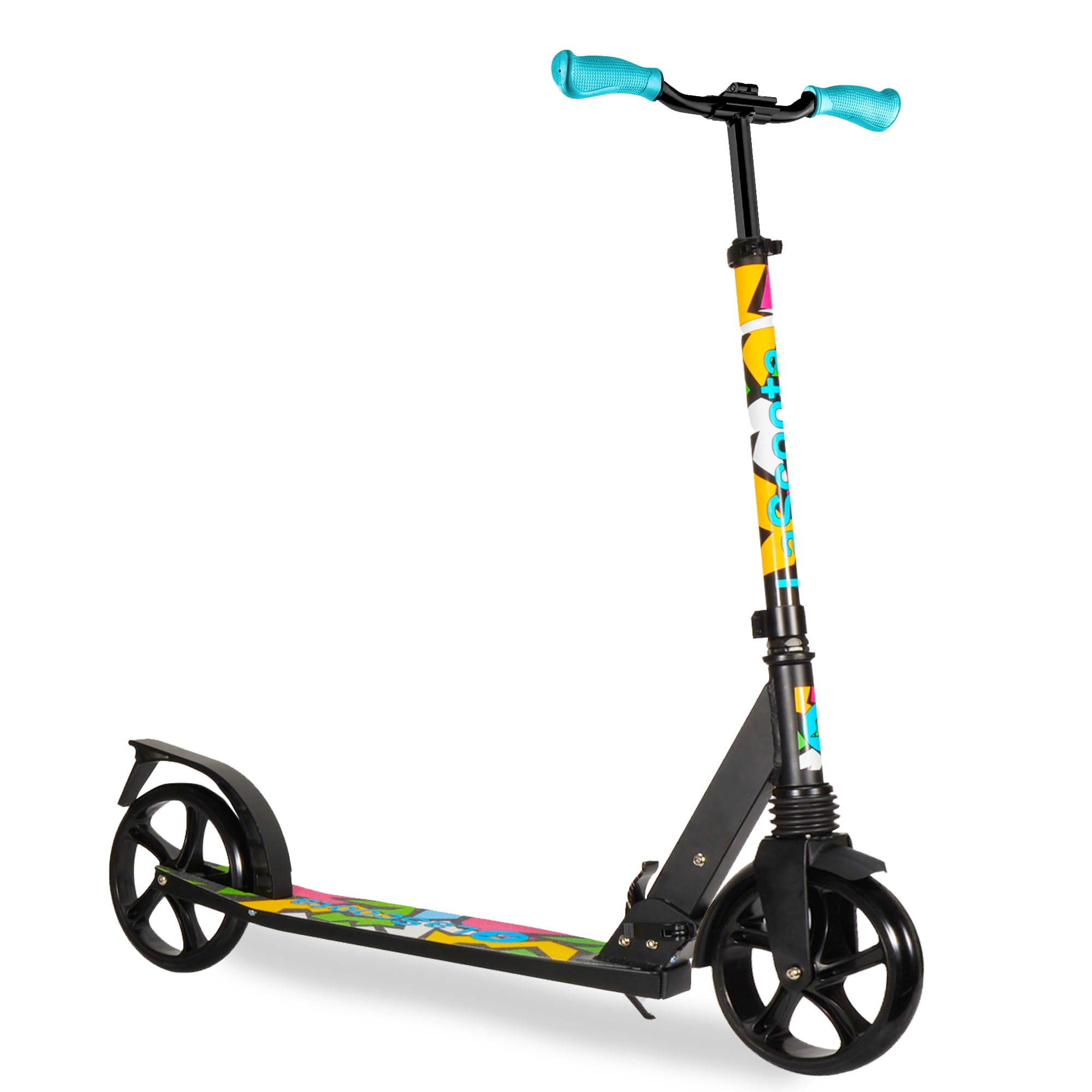 LaScoota Kick Scooter for Adults & Teens. Perfect for Youth 12 Years and Up and Men & Women. Lightweight Foldable Adult Scooter with Large Sturdy Wheels 220lbs – Teen Retro