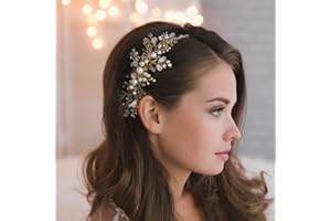 Kercisbeauty Wedding Bridal Bridesmaids Flower Girl Crystal and Pearl Side Hair Comb Slide Headpiece Long Curly Bun Hair Acce