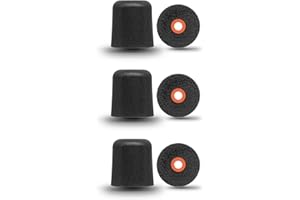 Klowcok Memory Foam Replacement Eartips for ISOtunes Sport, Westone, Elgin, Plugfones, Etymotic Earbuds, Comfort Fit (3 Pairs, Large, Black)