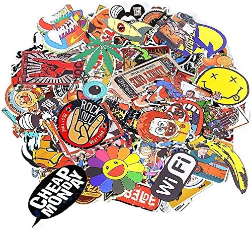 Sticker Pack 100-Pcs Random Sticker Decals Vinyls for Laptop,Kids,Cars,Motorcycle,Bicycle,Skateboard Luggage,Bumper Stickers Hippie Decals bomb Waterproof