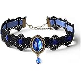 Youniker Retro Handmade Choker Necklace for Women Gothic Black Lace Necklace for Halloween Punk Costume Party Royal Court Vampire Choker