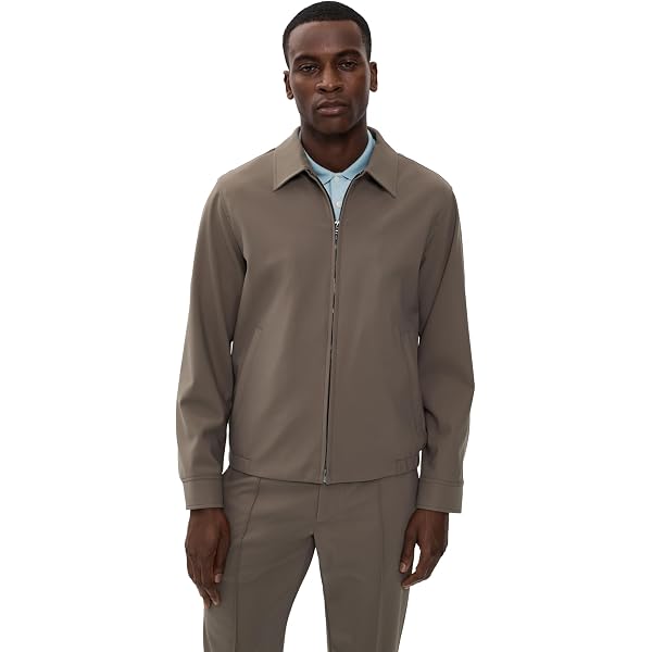Theory Stand Collar Zip Jacket in Precision Ponte, Baltic, S at