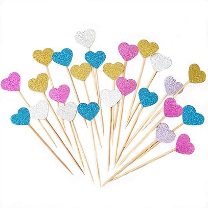 Happy Birthday Cupcake Toppers 40 Pack Mankujin Colorful Glitter