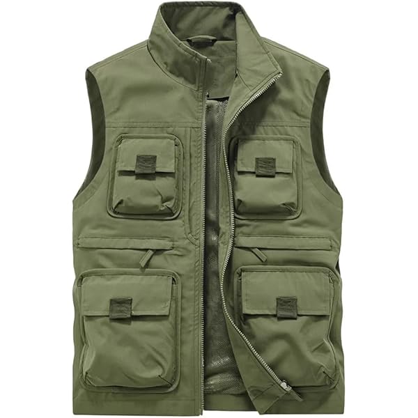 Amazon.com: Mens Trendy Multi Pocket Vest Thicken Fleece