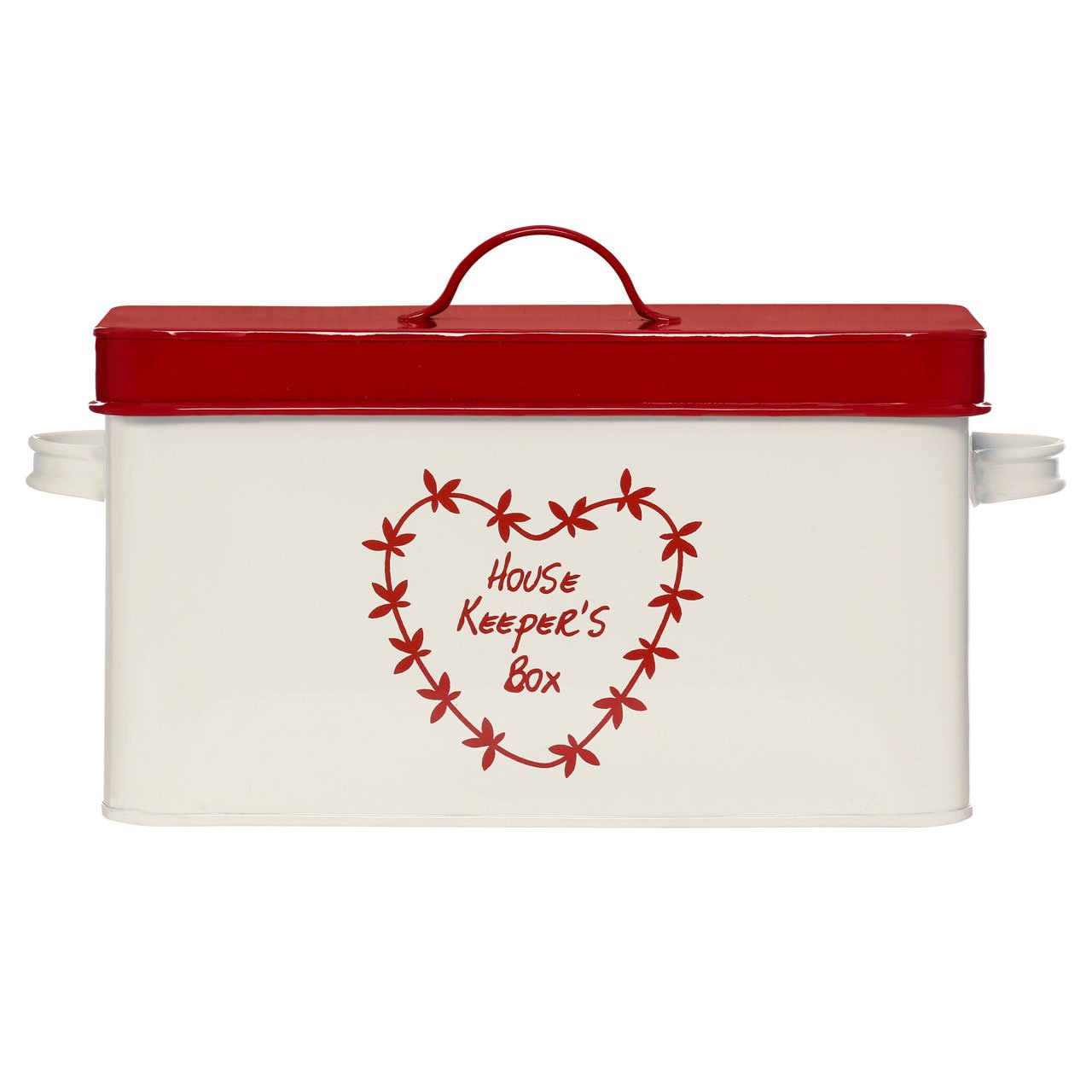 Premier Housewares Housekeepers Box Metal Laundry Detergent Storage Washing Powder Storage Washing Powder Container Cream/Red 16h x 30w x 21d