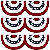ANJOR 1.5x3Fts Patriotic Bunting - American Pleated Fan Flag Pack 6