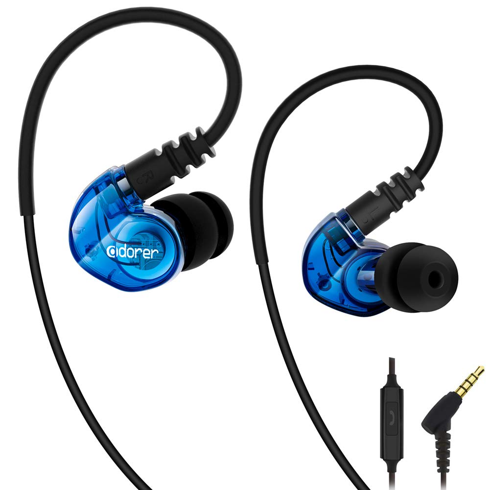 Adorer Auricolari Sport RX6 Stereo In-ear Auricolari con Microfono, IPX4 Impermeabile Cuffie con iPhone,Samsung,HTC e altri Smartphones con Jack Audio di 3,5mm - Blue