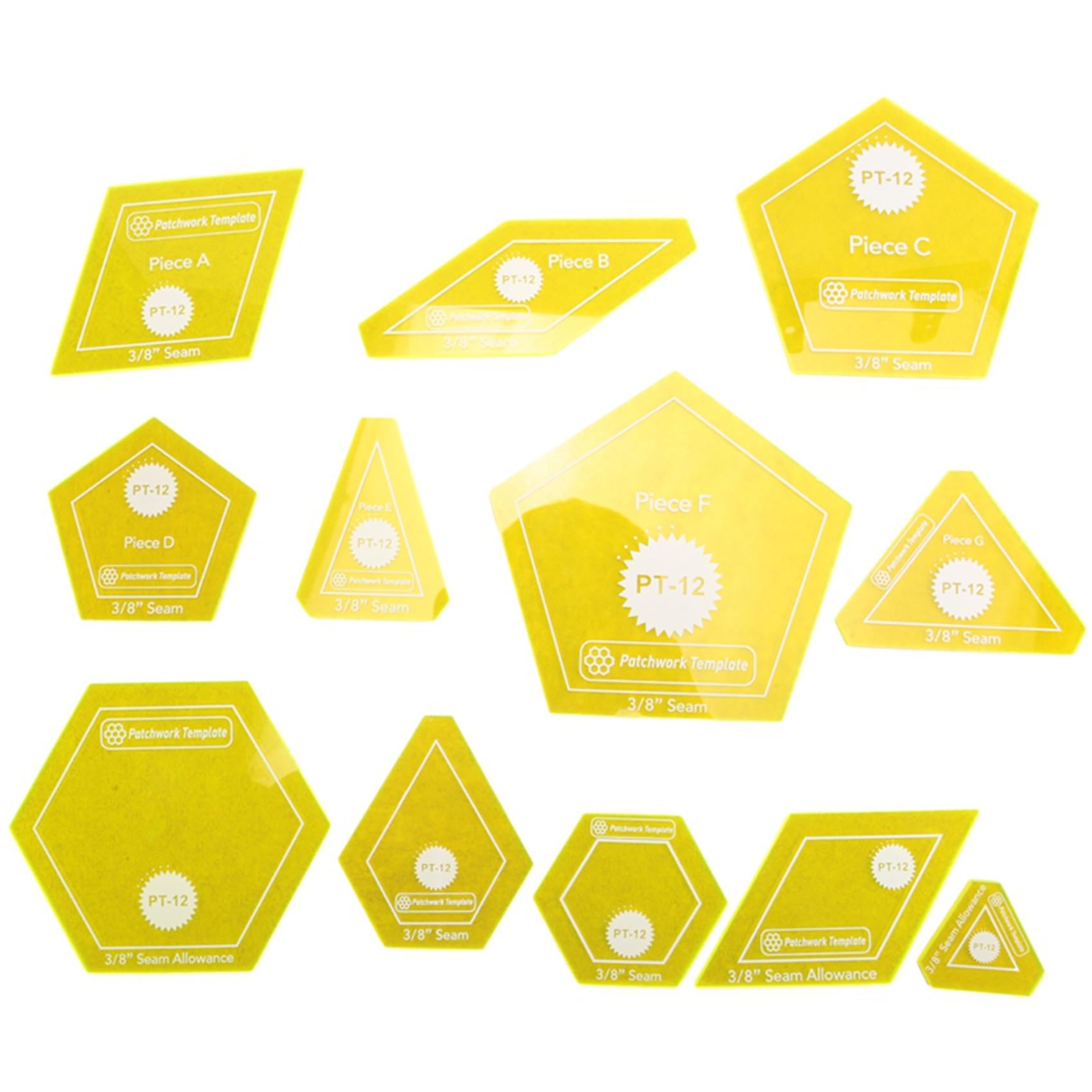 Yuemsh Set of 12 Patchwork English Paper Piecing Quilt Template Set Hand Sewing Template Diamond Triangle Patchwork Tool