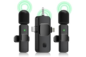 CYHTSHFZ 3 in 1 Wireless Mini Microphone-10 Hours of Life, Wireless Microphone for iPhone,Camera, Android, iPad,Lavalier Microphone Intelligent Noise Reduction for Video Recording/Vlog/Live Streaming
