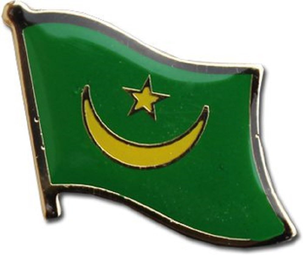 AES Wholesale Pack of 3 Mauritania Country Flag Bike Hat Cap Lapel Pin