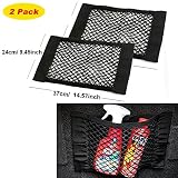 KOBWA Car Trunk Velcro Storage Net, Mesh Wall Sticker Organizer Pouch Bag for Bottles/ Groceries/ Cargo (Pack of 2)