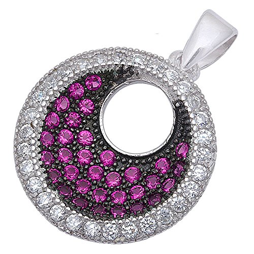 Pave Rose Pink &amp; Cz .925 Sterling Silver Pendant Necklace