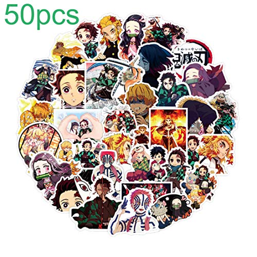 Demon Slayer Manga Merch Gift Set, Including Drawstring Bag,Stickers, Bracelets, Lanyard, Button Pins, Phone Ring Holder, Keychain for Japanese Anime Fans