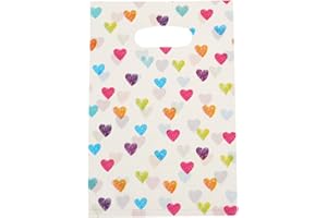 ysmile Plastic Merchandise Bag with Handle, Valentine Plastic Shopping Bag for Small Business, Retail Bag, 100 ct, 7.8"x11.8" - Love Heart