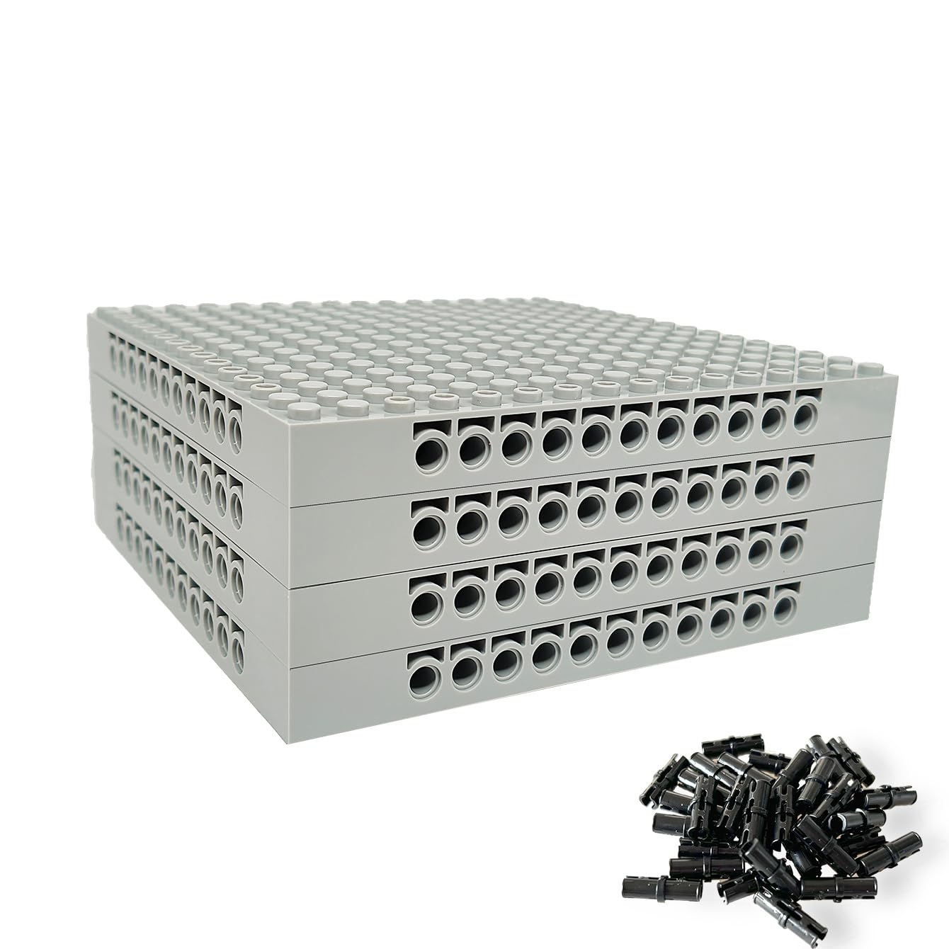 4-Pack 16x16 Base Plates for Building Bricks – Compatible with Classic Baseplate Sets (e.g. 65803), ABS Pixel Art Panels for Creative Play, Wall Art & STEM Learning – Ideal for Kids & Adults (gray) — image 1