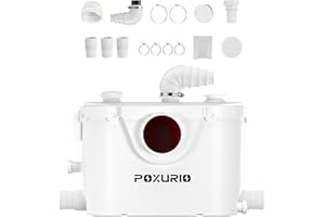 POXURIO 500W Macerator Pump for Basement, 1850GPH Macecrating Toilet Pump with 4 Upgraded Inlets, for Toilet, Basement, Laundry, Sink