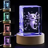 YouerCrystal 3D Axolotl Crystal Night Light for Kids, Emotional Support Gift for Animal Lovers Christmas Valentines Anniversary