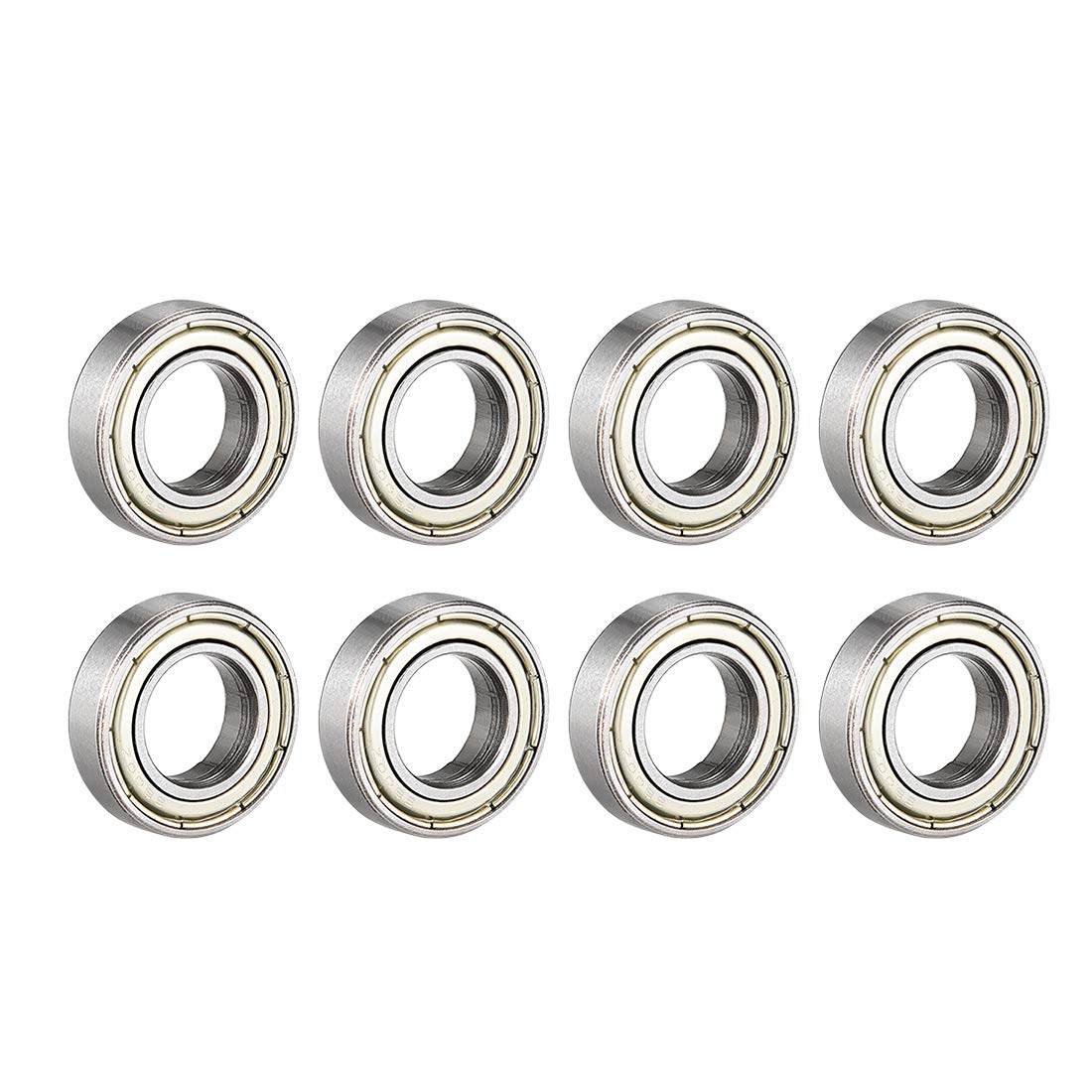 sourcing map 6800ZZ Deep Groove Ball Bearing Double Shield 6800-2Z 1080800, 10mm x 19mm x 5mm Carbon Steel Bearings (Pack of 8)