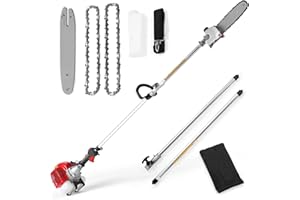 Homdox Pole Saw Gas Powered 58CC, 2-Cycle Pole Saw with 16-Foot Extendable Reach - 11.5in Bar for Tree Trimming, Gasoline Cordless Pole Saw Power Long Trimmer for Tree Trimming and Branch Cutting