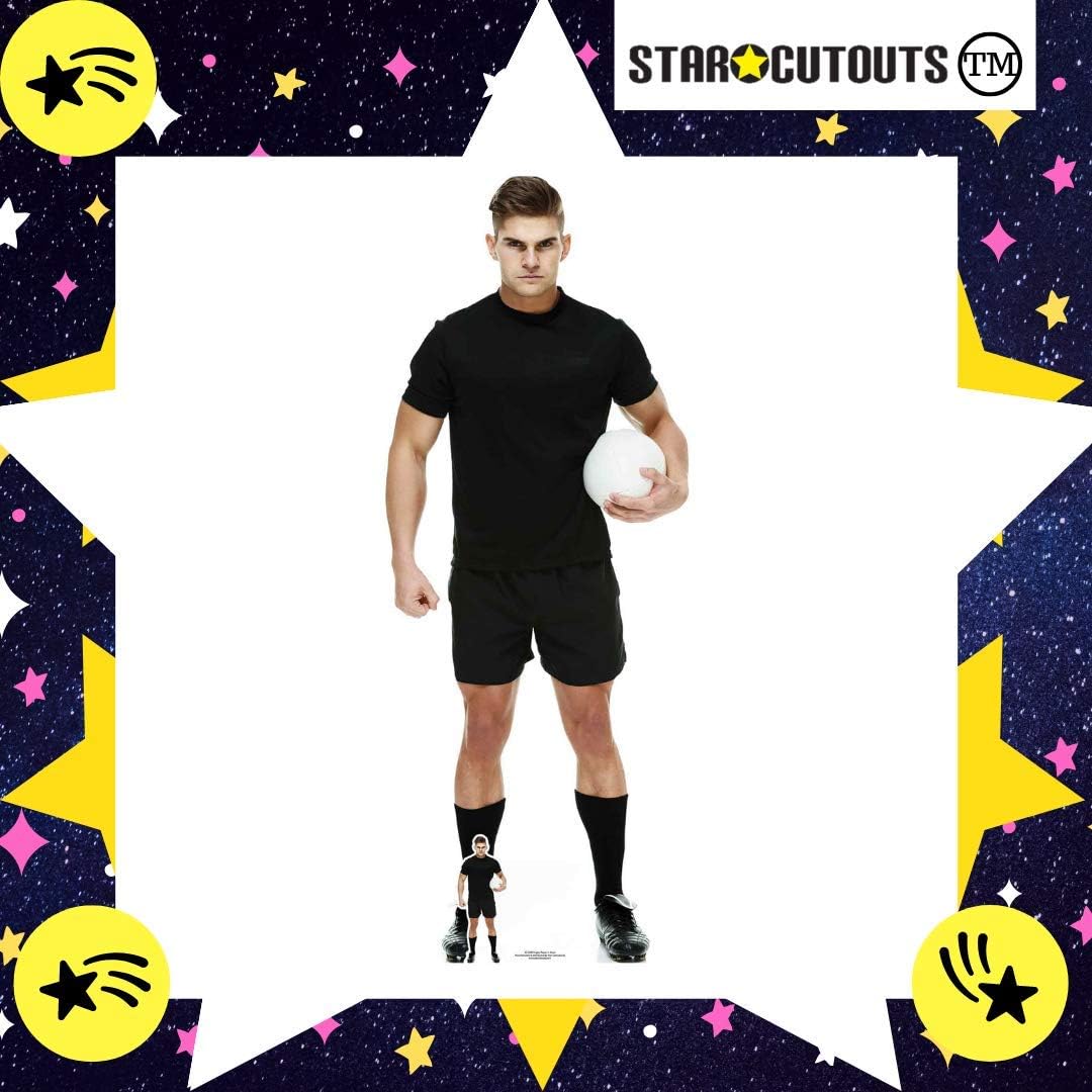 STAR CUTOUTS Ltd SC1399 Rugby Player in Black Cardboard Standee Perfect for Parties Gifting and Events 188cm Tall with Free Table top Cutout - Image 3