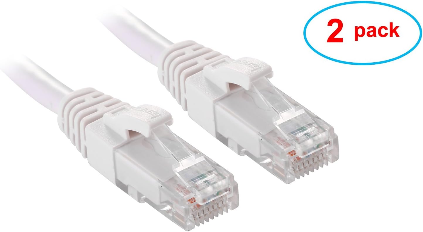 Lansan Cat6 RJ45 High Speed Ethernet Patch Cable-RJ45 Computer Network Cable 10 Feet 3 Meter 2 Pack (White)
