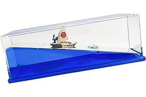 Honsheng Unsinkable Ship Boat in a Bottle Box，Non Sinking Anime Toy Boat Merch Acrylic Ship Fluid Drift Bottle Decorations Desk Ornament Decor for Fans Boys Girls Gifts (Yellow)