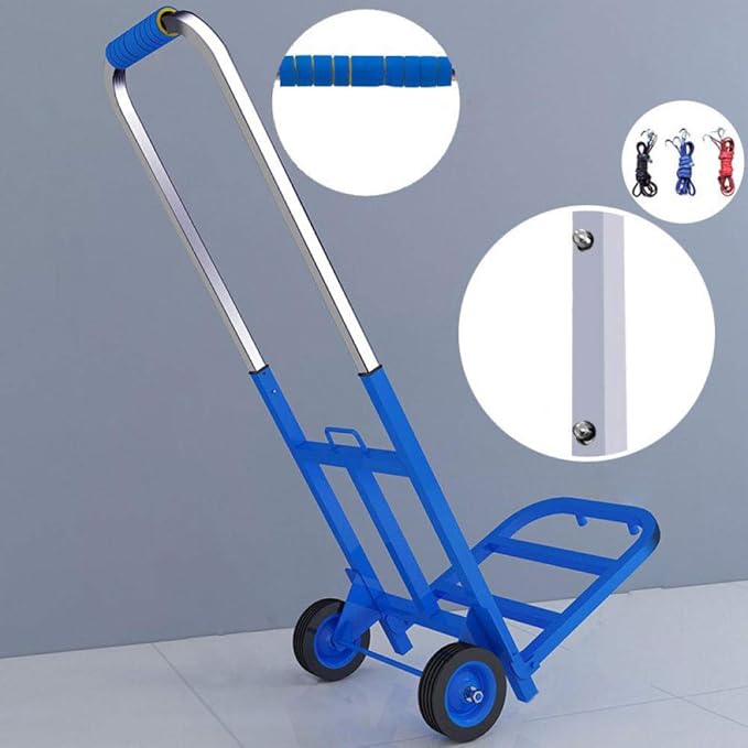 MIZE Stainless Steel Foldable Small Shopping Trolley With Anti Puncture