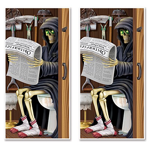 Beistle S00022AZ2, 2 Piece Grim Reaper Restroom Door Covers, 30'' x 5'