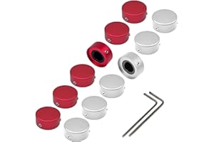 SOLUTEK Footswitch Topper Guitar Pedal Button Caps with 3 Set Screws and Protective Fitting Increasing Accuracy,Comfort for Common Switches diameter of 3/8"| SOLUTEK BUTTONS V1 12Pcs Red Silver