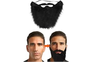Kentmuel Halloween Party Fake Beard - Costume Party Funny Black Fake Beard with Mustache, Realistic False Facial Hair for Adult