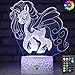 Longxu Unicorn Gifts 3D Night Lights for Kids with Remote & Smart Touch 7 Colors + 16 Colors Changing Dimmable Unicorn Toys 1 2 3 4 5 6 7 8 Year Old Girl Gifts (Beautiful Unicorn)