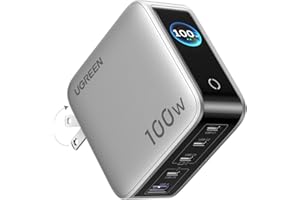 UGREEN 100W 5-Port Charger Block, Smart Digital Display Screen with Touch Control, 4 USB-C Multi Port PD Fast Charging Adapte
