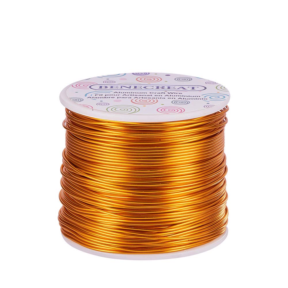 BENECREAT 18 Gauge Anodized Aluminum Wire (1mm, Gold), 492 FT - Jewelry Craft Making, Beading, Floral Colored Craft Wire