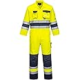 Portwest TX55 Nantes Hi Vis Coveralls - Reflective Safety Coveralls with Pockets ANSI Class 3 Yellow/Navy