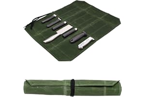 Tibapla Knife Roll Bag, Heavy Duty Waxed Canvas Knife Roll Bag, Chef Knife Roll Bag with 7 Slots for Chefs Cooking Lovers Hom
