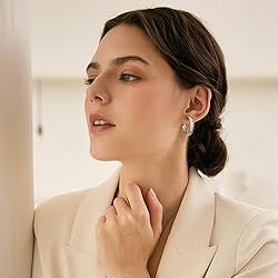 GLOQUAT CZ Silver Hoop Earrings 925 Sterling Silver