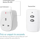 HBN Wireless Remote Control Plug Socket 13A 3120W Switch 30m Range 1 Pack view 5