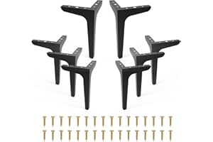 LOSODONA 7 Inch Furniture Legs Set of 8 Right Angle Furniture Legs Metal Table Legs Metal Modern Style Sofa Legs Chair Legs Heavy Duty Sofa Replacement Feet for Couch, Nightstand, Ottoman, Cupboard (Black)