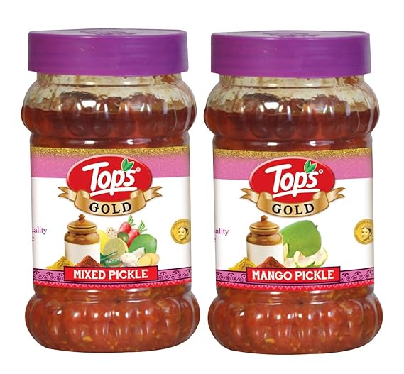 Tops Gold Mixed Pickle 375gm Jar + Tops Gold Mango Pickle 375 gm, Pack of 2