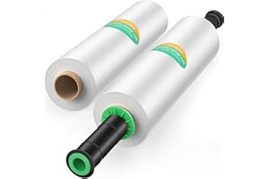 CreGear Stretch Wrap with Handles, 15 Inch x 1000 Feet Shrink Wrap for Pallet Wrap, Industrial Strength Plastic Wrap Roll, Heavy Duty Shrink Film for Moving Wrapping Storage, 60 Gauge, 2 Pack, Clear