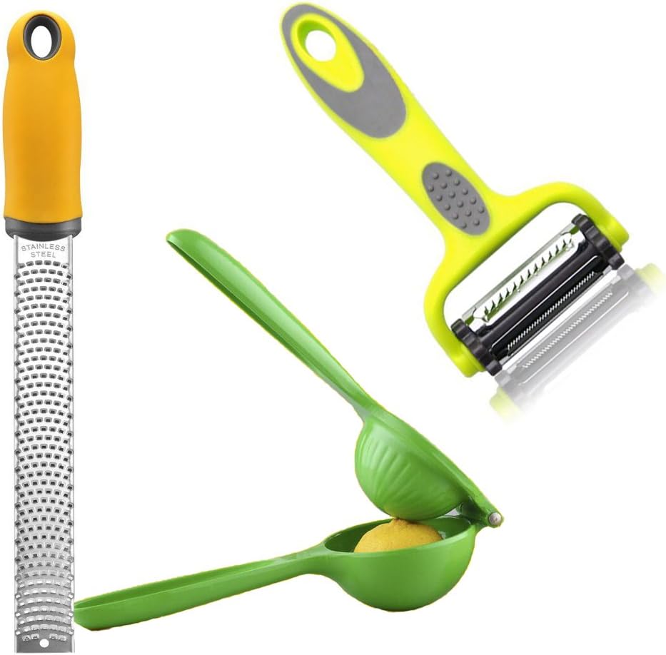 Lemon Squeezer & Hand Juicer With Free Lemon Zester & Vegetable Peeler and Parmesan Cheese Grater with Safety Cover - Best Kitchen Tool Set for Gifts (2)