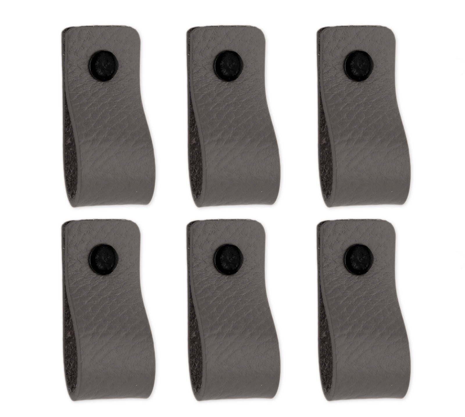 Brute Strength - Leather Handles for Furniture - Grey - 6 pcs - 12,5 x 2,5 cm - Cabinet Handle, Door Handle for Kitchen, Bathroom, cabinets, Dresser, Wood