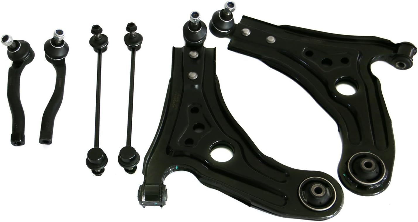 MOTORMAN 6 pcs 1x K620164+1x K620165+2x K80502+1x ES800033+1x ES800034 Front Suspension Set - Control Arm, Sway Bar, Outer Tie Rod for 2004-2010 Chevrolet Aveo, 2007-2009 Chevrolet Aveo5