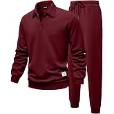 JMIERR Men's Tracksuit 2 Piece Outfits Quarter Zipper Sweatsuit | Polo Shirt, Joggers, Sweatpants, Loungewear Sets, Long Sleeve Sweatshirt, 1/4 Zip,Two Piece, Airport Track Suit, Fall, Winter