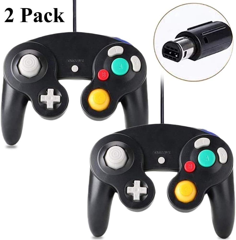 Gamecube Controller – FIOTOK Wired Controllers Classic Gamepad for Nintendo Game Cube & Wii Console Game Remote 2 Pack Black