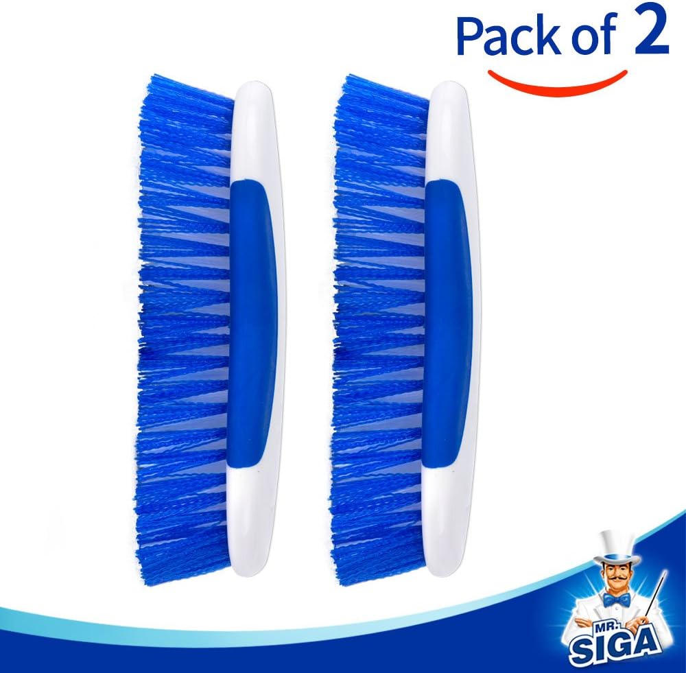MR.SIGA Multi purpose Heavy Duty Scrub Brush - Pack of 2, White & Blue - 2 Pack, 6.3" x 2.36" x 1.57" (16 x 6 x 4 cm) - Image 3