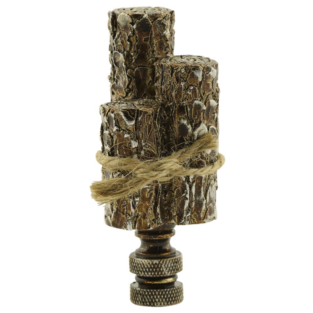 Log Bundle Lamp Shade Finial Pine Logs Cabin Outdoor Theme 3 Tall