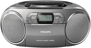 Philips AZB600 CD-Radiorekorder mit DAB+ (Dynamic Bass Boost, UKW-DAB+, CD, Kasseten-Deck) silber