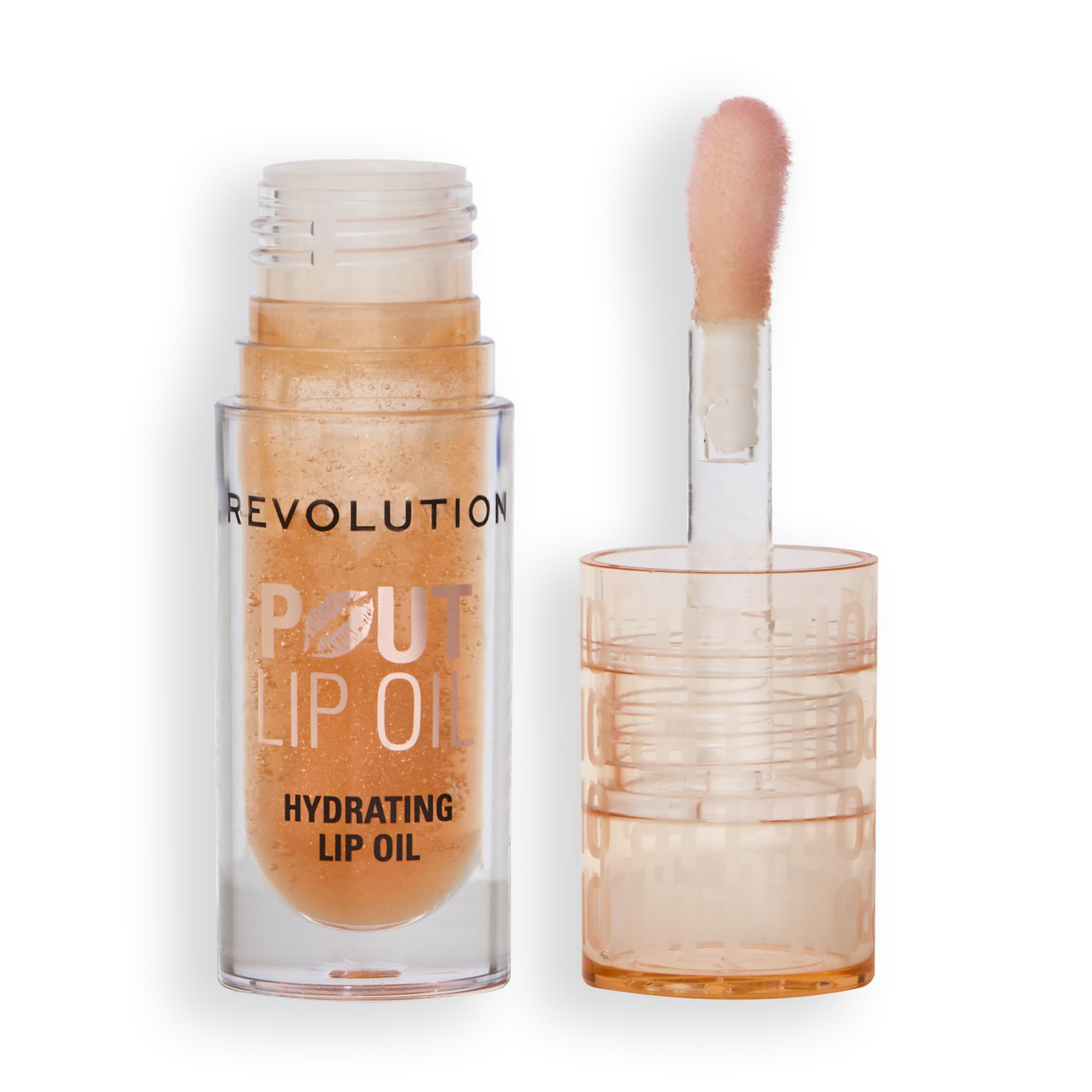 Revolution, Pout Lip Oil, Nourishing Tinted Lip Oil, High Shine, Non-Sticky Finish, Vegan & Cruelty-Free, Honey Shimmer, 4ml