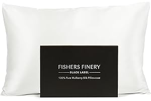 Fishers Finery 30mm 100% Pure Mulberry Silk Pillowcase, Good Housekeeping Quality Tested (White, Queen)